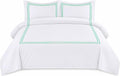 BedDecor Luxury 400-TC Egyptian Cotton 5PC Embroidered Duvet Cover Set with Beautiful 2-Stripe Embroidery(Aqua Green, Full/Queen)