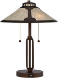 Franklin Iron Works Samuel 20' High Industrial Mission Hotel Style Desk Table Lamp with USB Ports A+C Charging Rubbed Bronze Natural Mica Shade for Living Room Bedroom House Bedside Nightstand Home