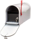 E1-MLBX-LKIT-WHT Rust Proof Galvanized Steel Mailbox with Locking Insert, Steel Latch & Red Aluminum Flag, White