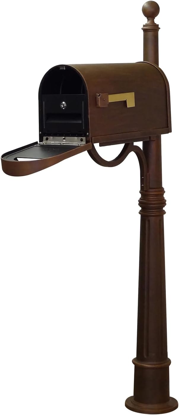 Products Classic Rust Proof Curbside Mailbox with Locking Insert and Ashland Mailbox Post, Copper