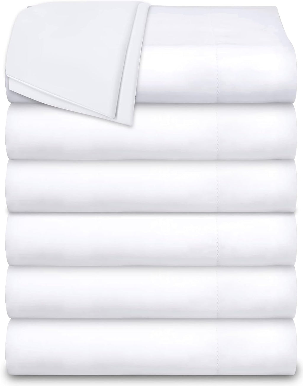 Pack of 6 Flat Sheets - Queen Size 100% Egyptian Cotton 1000 Thread Count Hotel Luxury Sheet, No Shrinkage & Fade Resistant - White Solid