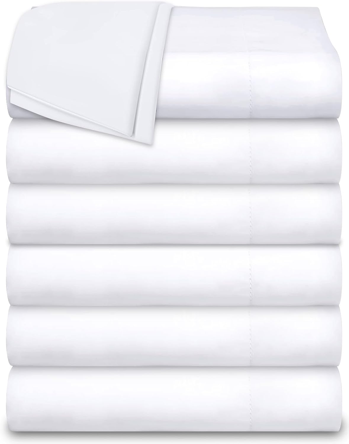 Pack of 6 Flat Sheets - Queen Size 100% Egyptian Cotton 1000 Thread Count Hotel Luxury Sheet, No Shrinkage & Fade Resistant - White Solid