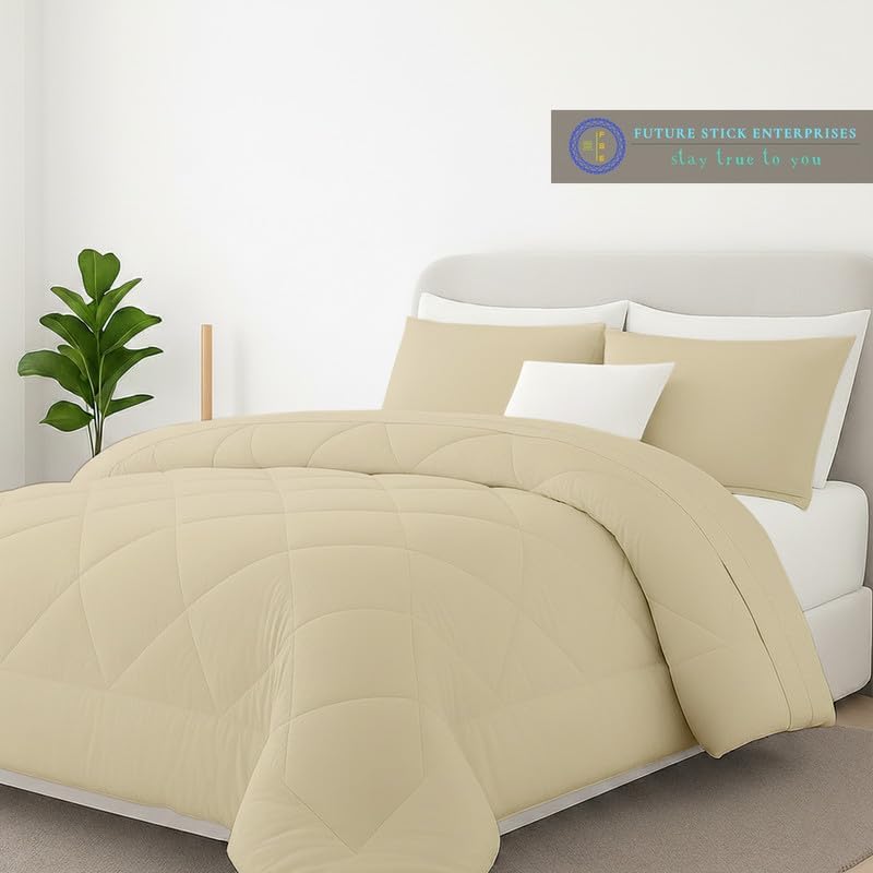 Egyptian Cotton Oversized Queen Size Comforter Sets - Ivory Color, Soft Lightweight Bed Set, All Season Gray Bedding Sets - 1 Comforter & 2 Pillow case