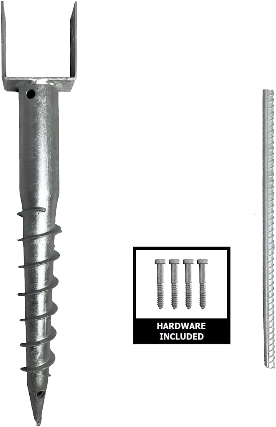 Ashman Ground Screw (4 Pack), No Dig, U-Model Screw in Post Stake - 27' Inch Long, Fits Standard 4x4 (3.5' X 3.5' Inch) Great for Mailbox Posts.
