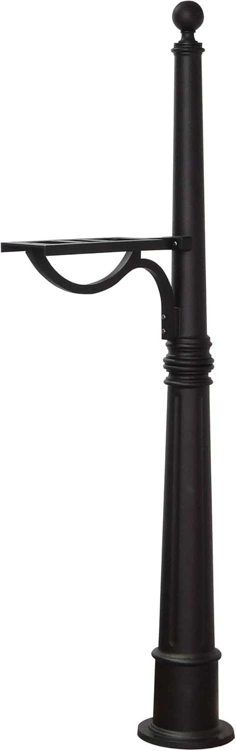 Ashland Mailbox Post - Black Cast Aluminum Post for Curbside Mailbox - SPK-600-BLK