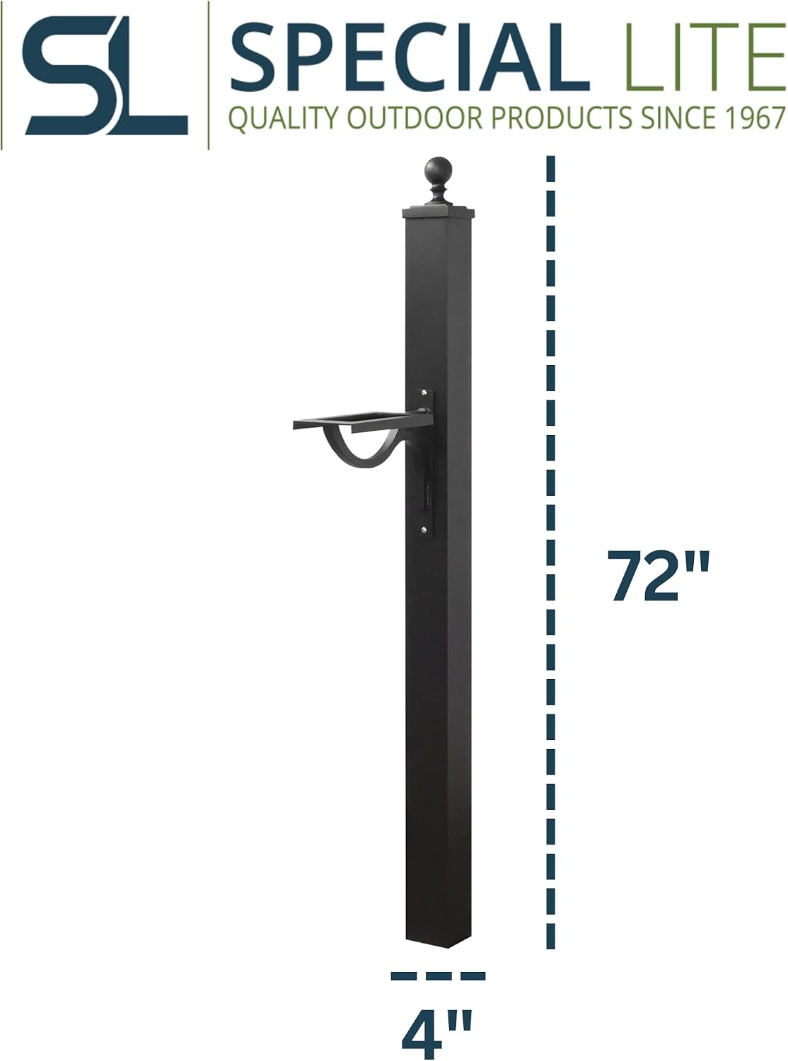 Special Lite Springfield Mailbox Post - Black Aluminum Post for Curbside Mailbox - SPK-710-BLK