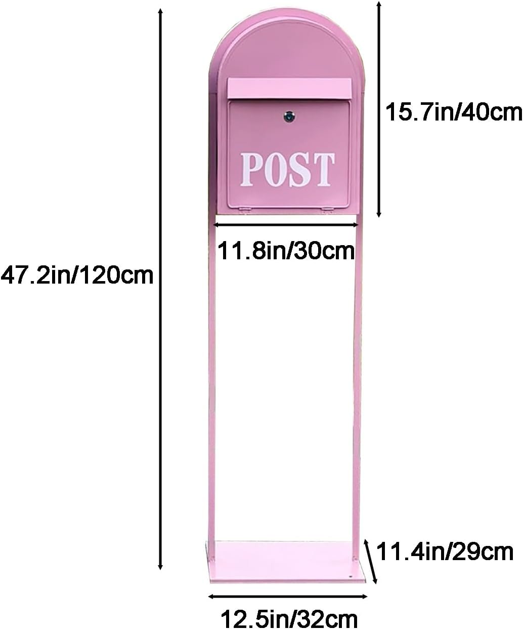 Mailboxes for Outside, Mailbox with Post Landing, Metal Mailbox with Keys Lock, for Garden, Lawn, Party, Countryside(Pink)