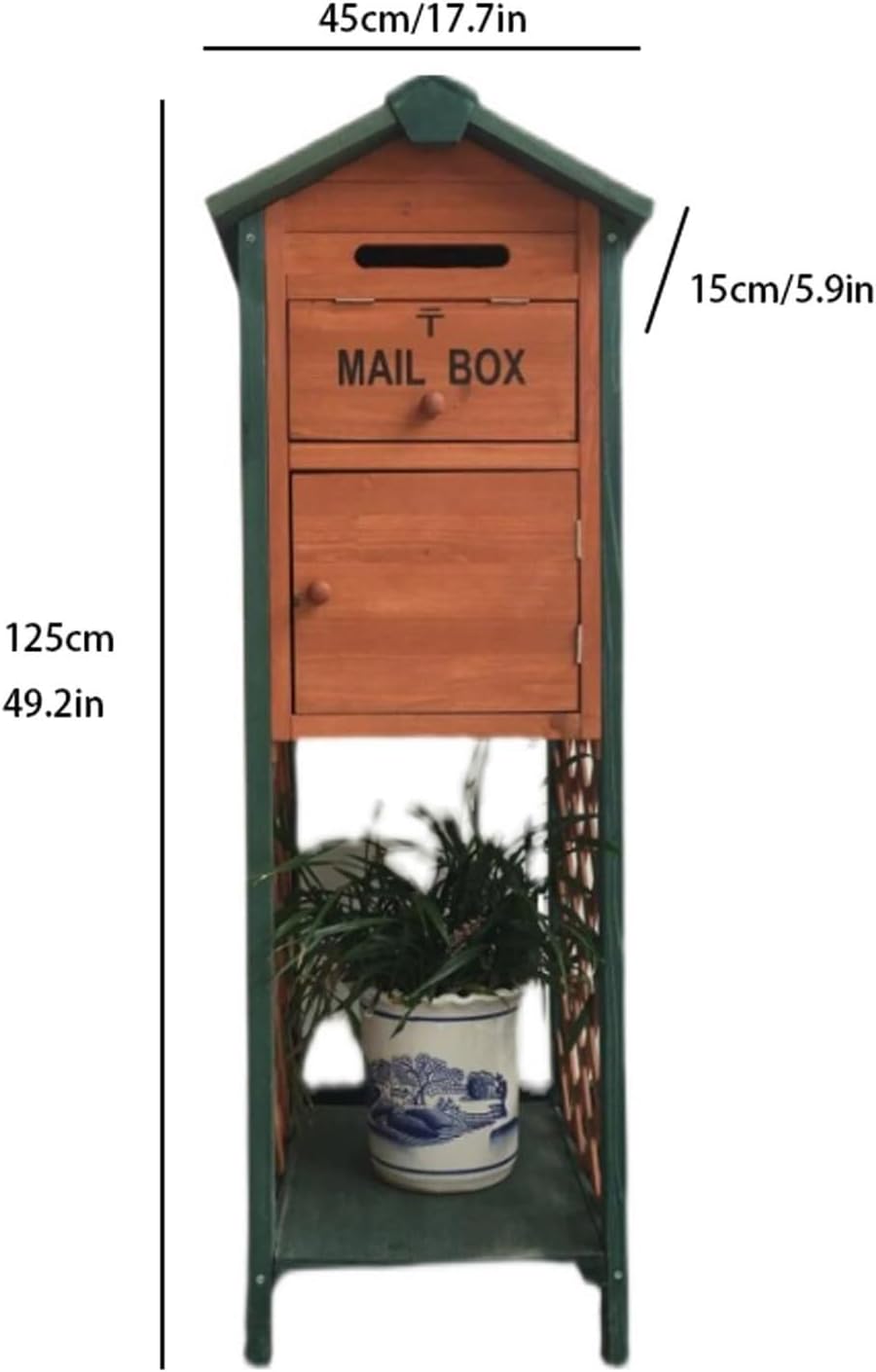 Retro Mailboxes Vertical Wooden Mailbox Outdoor Weatherproof Drop Box Post-Mount Post Box for Home Street Suggestion Post Decoration