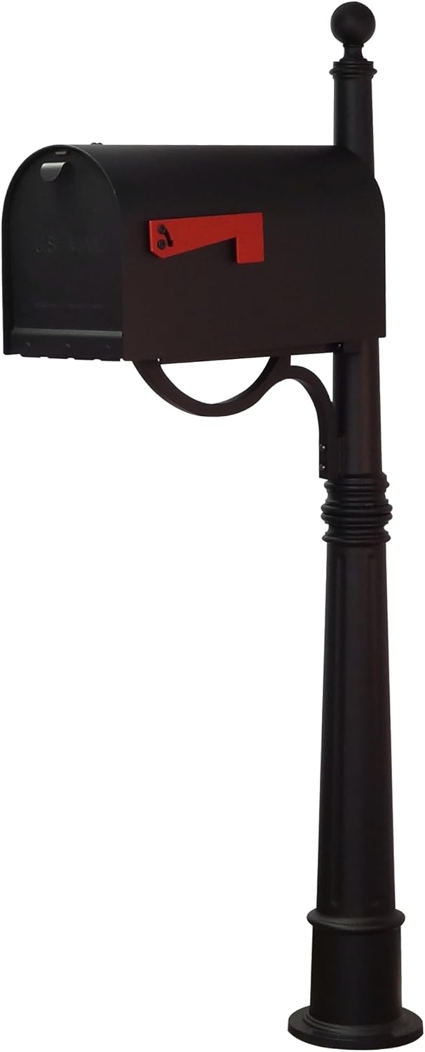 Special Lite Titan Curbside Mailbox with Ashland Post - Black Mailbox with Aluminum Post - SCH-1016A_SPK-600-BLK