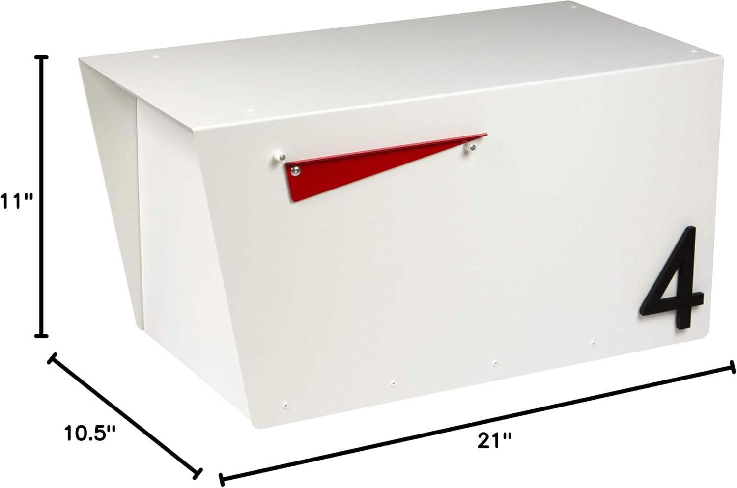 Rusty Design Contemporary Post-Mounted Mailbox with Personalized Address Numbers, White Colour Large Size #HC111 (with One Address Numbers)