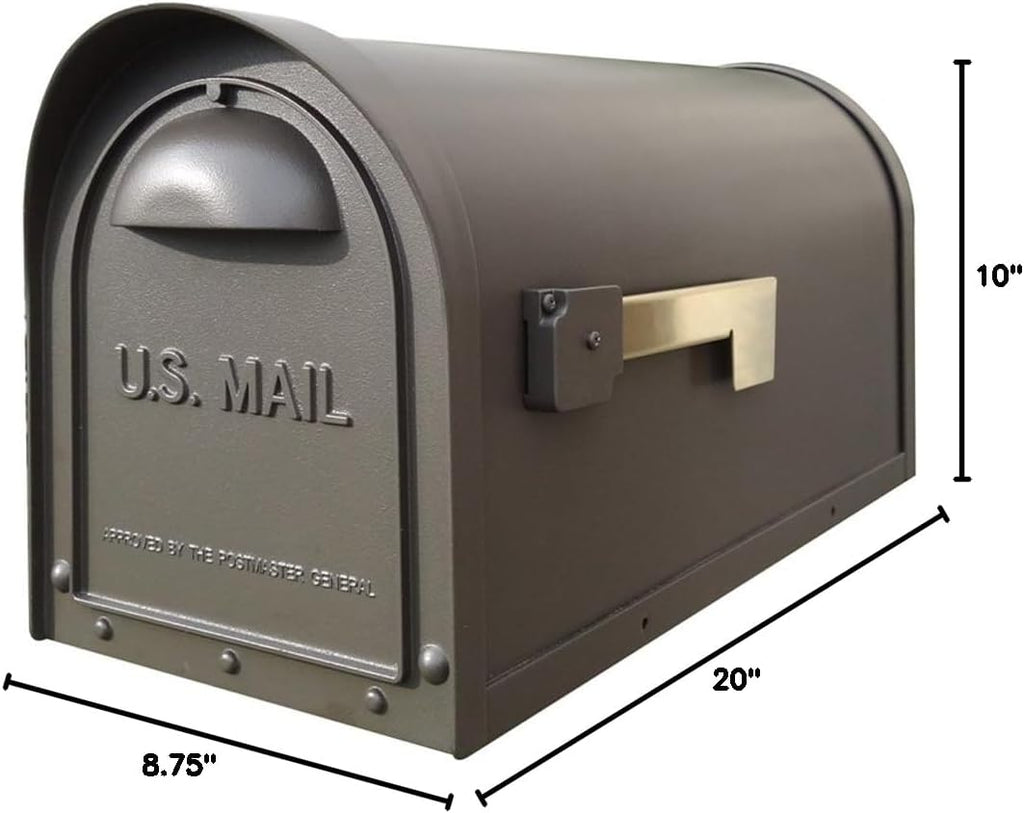 Special Lite Classic Curbside Mailbox - Mocha Aluminum Mailbox for Post Mount - SCC-1008-MOC