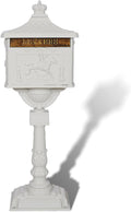 Antique Locking Mailboxes for Outside Aluminum Freestanding Mailbox with Post, Heavy Duty Mail Boxes for House with Post, White