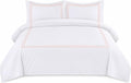 BedDecor Luxury 400-TC Egyptian Cotton 5PC Embroidered Duvet Cover Set with Beautiful 2-Stripe Embroidery(Blush Full/Queen)