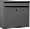 JYDQM Suggestion Box Business Drop Boxes Donation Box Modern Locking Mailbox, Wall Mount Grey Metal Post Box, for Outdoor Commercial Office Porch, Medium Rust-Proof Letter Box
