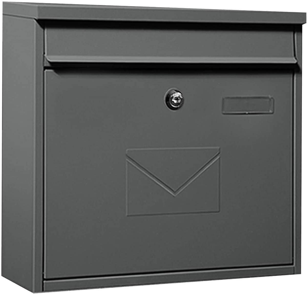 JYDQM Suggestion Box Business Drop Boxes Donation Box Modern Locking Mailbox, Wall Mount Grey Metal Post Box, for Outdoor Commercial Office Porch, Medium Rust-Proof Letter Box