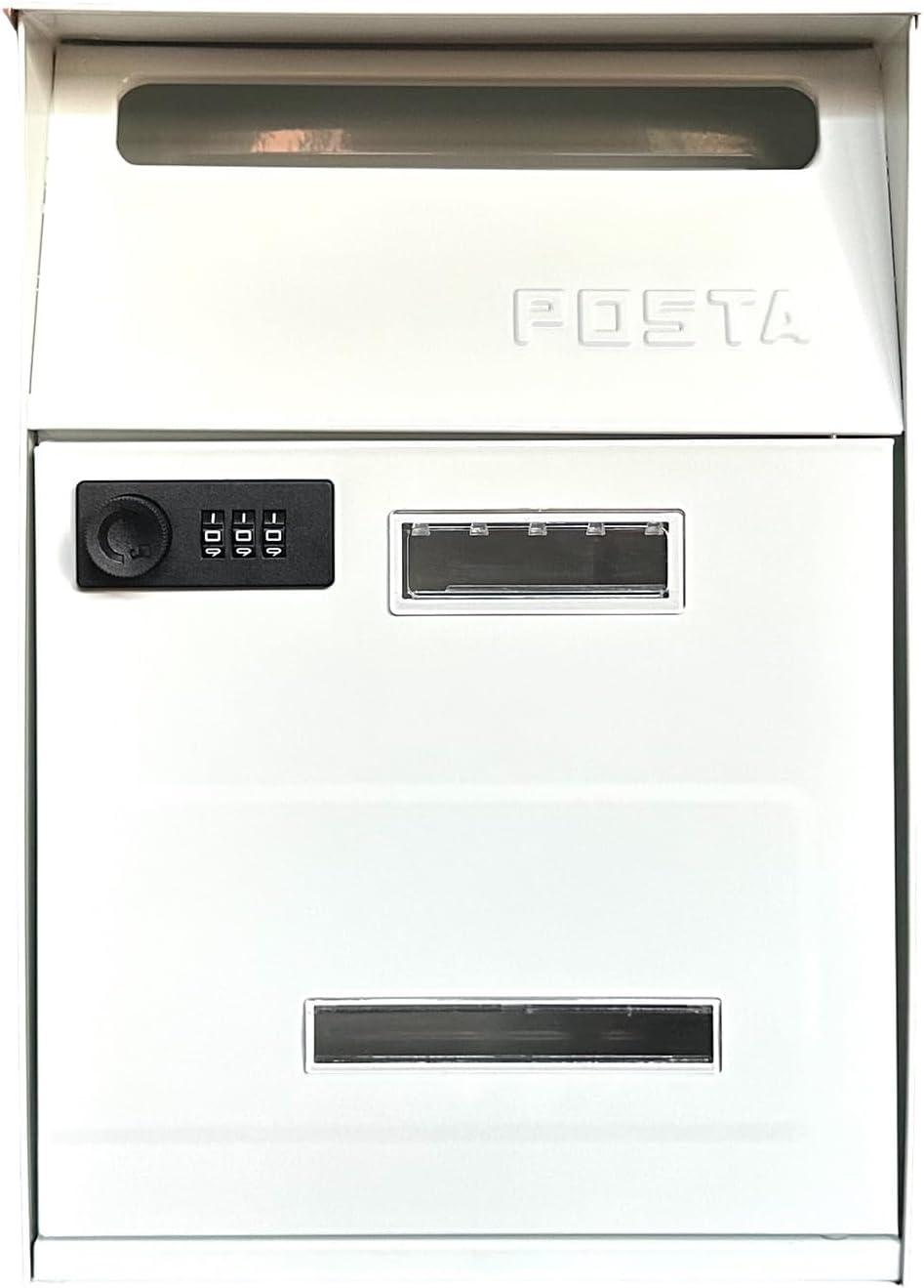 MELPHI Metal Mailbox with Combination Lock, Hanging Secure Post Box, Weatherproof Secure Mail Box for Envelope, Letter, Outside, Home, Office Business (Color : White)