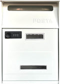 MELPHI Metal Mailbox with Combination Lock, Hanging Secure Post Box, Weatherproof Secure Mail Box for Envelope, Letter, Outside, Home, Office Business (Color : White)