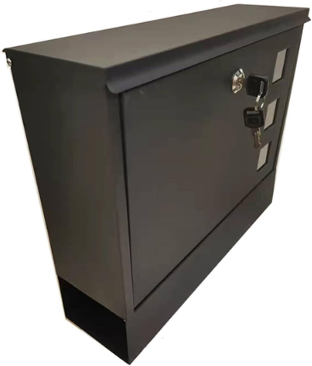 Modern Metal Mailbox with Lock, Large Capacity Wall Postbox for Newspapers & Outdoor Door