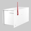 Ilyapa Modern Mailbox Post Mount - 21x8x10 White Metal Mailboxes for Outside, Heavy Duty Steek Mail Box Waterproof Letter Box for Parcels, with Recessed Magnetic Close Door