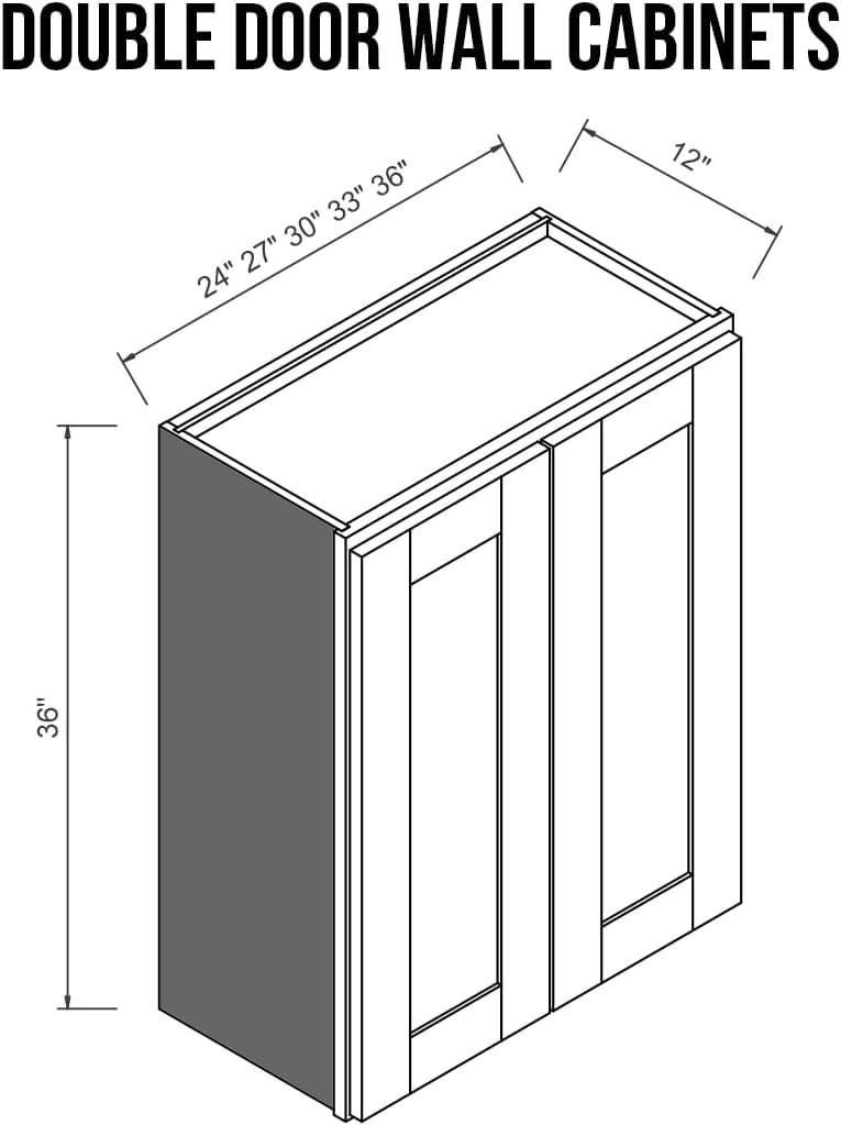 Solid Wood Wall-Mounted Medicine Cabinet, Kitchen Wall - Cabinet, Bathroom Cabinet Wall Mounted with Adjustable Shelves, 2 Doors Wall Calbinet (Charcoal Black, 24' W x 36' H x 12' D)