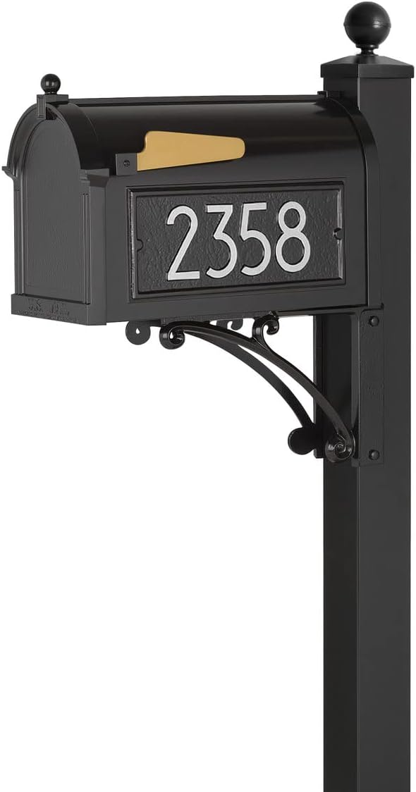 Whitehall™ Personalized Whitehall Capitol Mailbox with Side Address Plaques and Post Package (4 Colors Available)
