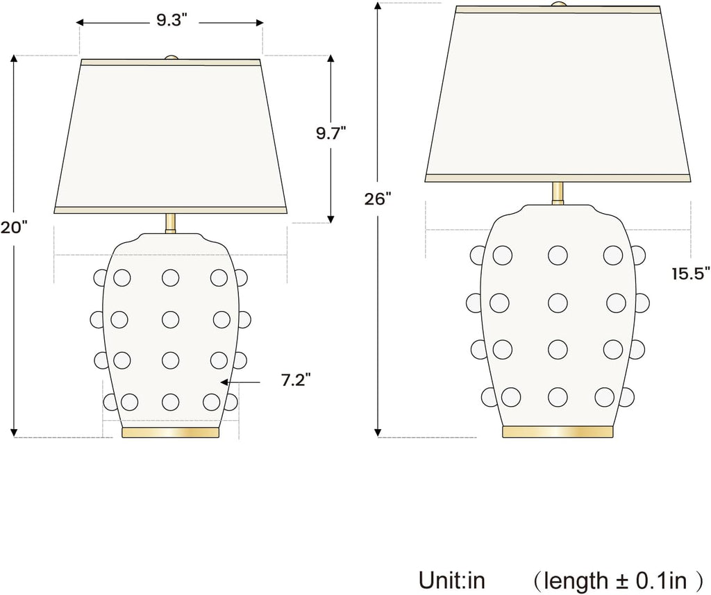 Modern Ceramic Linden Table Lamp - 26' White Ball Farmhouse Design, Classic Table Lamp Pottery Tapered Drum Shade for Living Room, Bedroom, Office, and Home （White）