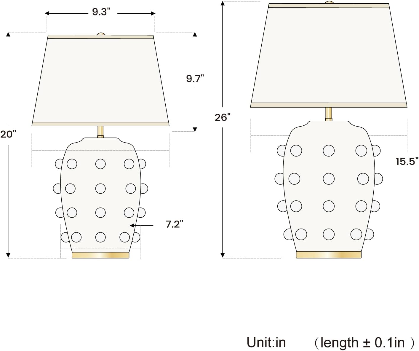 Modern Ceramic Linden Table Lamp - 26' White Ball Farmhouse Design, Classic Table Lamp Pottery Tapered Drum Shade for Living Room, Bedroom, Office, and Home （White）