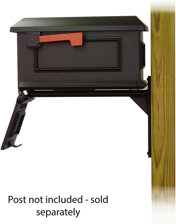 Special Lite Traditional Curbside Mailbox with Ashley Front Single Mailbox Mounting Bracket - TC-ASH-FS-1010-BLK