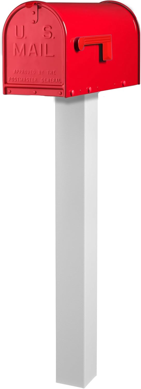 Janzer Post with Mailbox (White Post with Red Mailbox)
