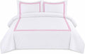 BedDecor Luxury 400-TC Egyptian Cotton 5PC Embroidered Duvet Cover Set with Beautiful 2-Stripe Embroidery(Hot Pink, Full/Queen)