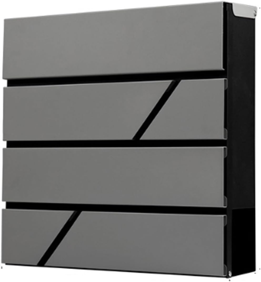Modern Metal Mailbox with Lock, Large Capacity Post Box for Newspapers & Outdoor Letter Delivery
