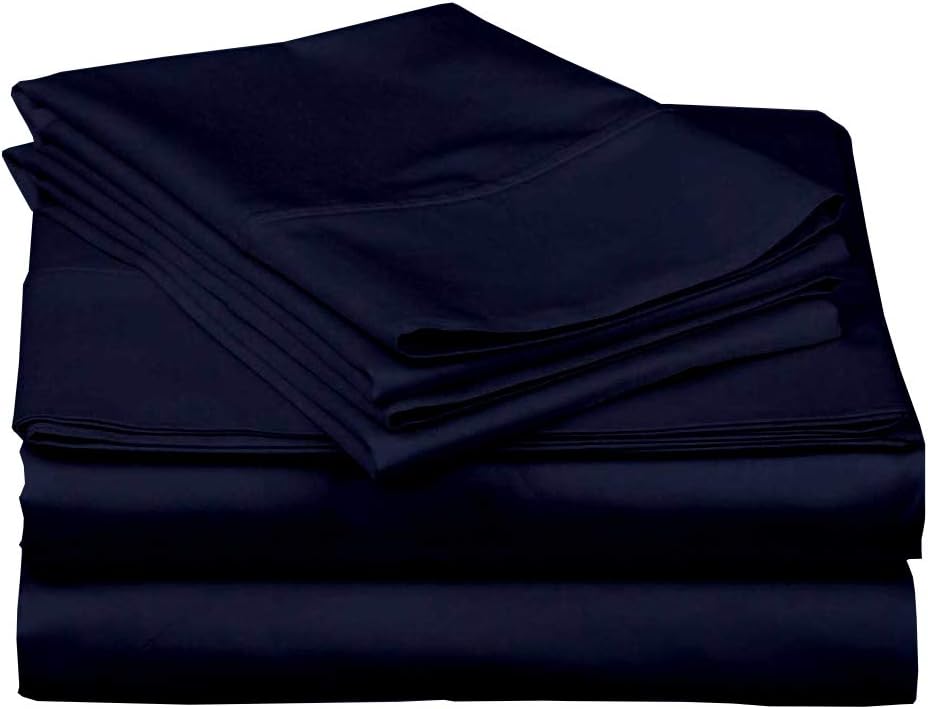 Super Soft Luxury Premium Quality 800 TC Egyptian Cotton 6 Piece Bedding Bed Sheet Set Eco Friendly Wrinkle Free Sheets 20-Inch Deep Pocket Queen Navy Blue