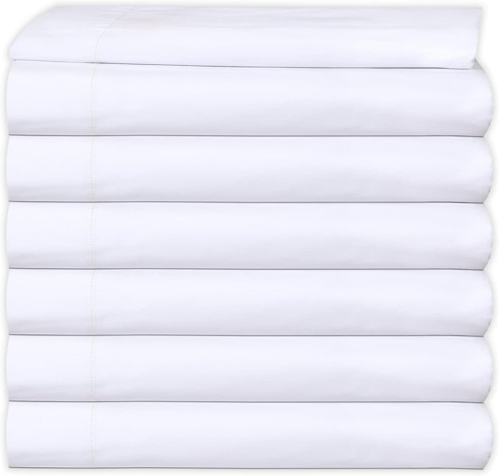 Luxurious Pack of 8 Flat Sheet 1000 Thread Count 100% Egyptian Cotton Twin Size (66' x 96') Inch Luxury Soft Fabric Flat Sheet - White Solid
