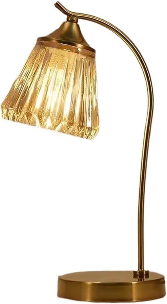 Desk Light Crystal Table Lamp Bedroom Bedside Vintage Light Luxury Wedding Long Gift Ambiance Master Lamps for Home Office(A)