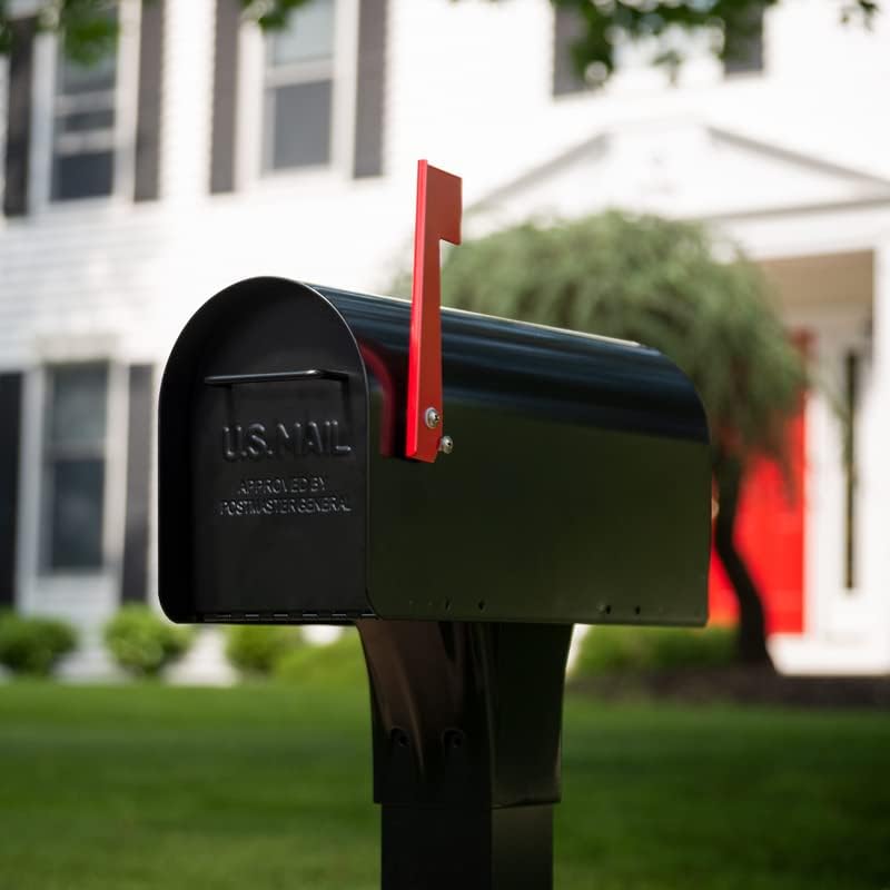 Plexon Contemporary Large Black Post Mount Mailbox – Heavy-Duty Galvanized Steel, Rust-Resistant, Impact-Resistant Design, Powder-Coated Finish – Spacious Mailbox for Envelopes & Packages
