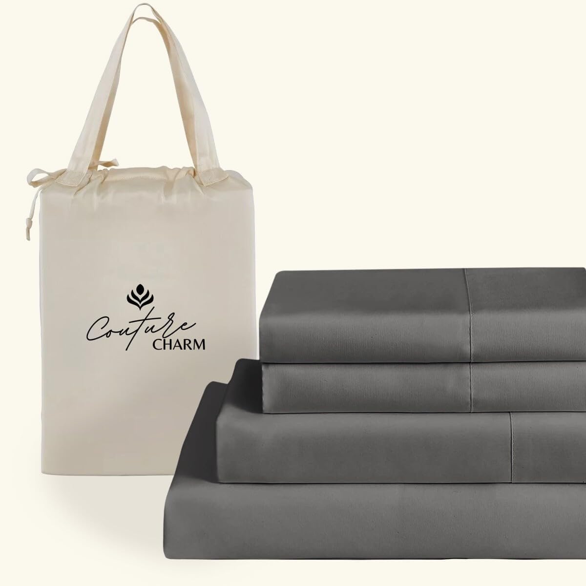 Queen Size 1000 Thread Count 100% Egyptian Cotton Sheet Set, 4-Piece, Sateen Weave, with 10-12' Deep Pocket Snug Fit (Solid, Grey)