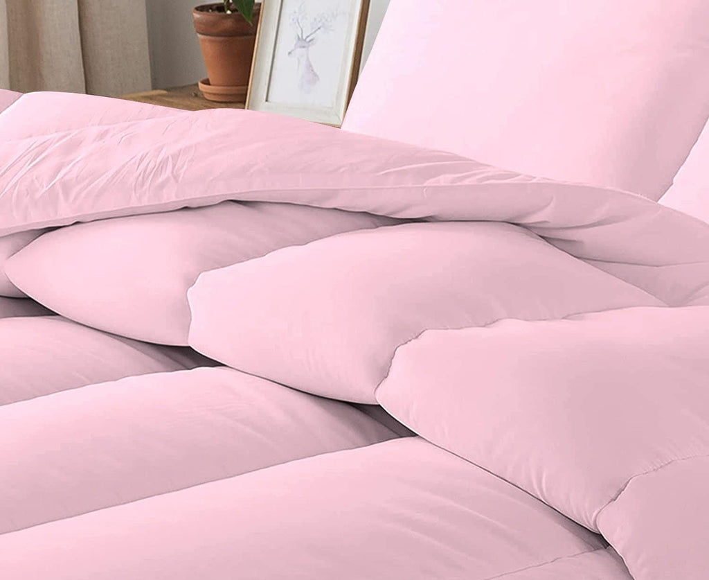 5 PC Straight Line Pattern Comforter Set Premium Super Soft 600 GSM All Season | 1000 Thread Count | 100% Egyptian Cotton ( Full/Queen Size, Light Pink Color)