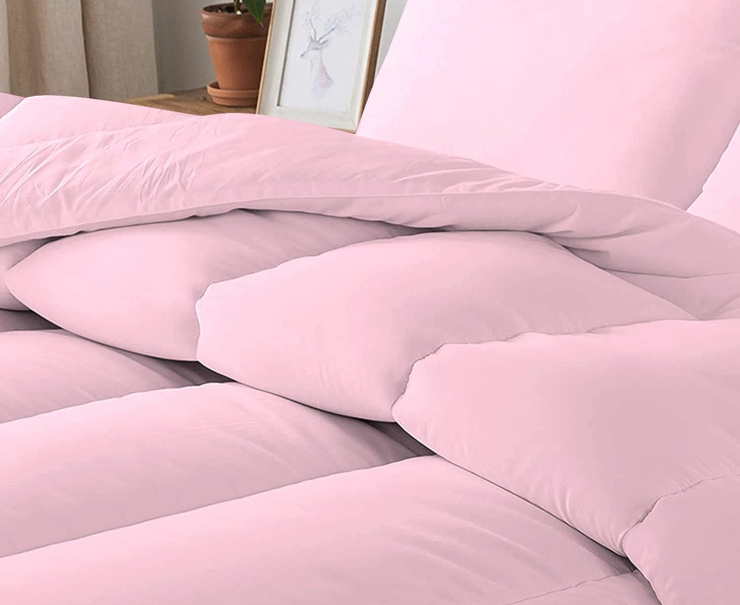 5 PC Straight Line Pattern Comforter Set Premium Super Soft 600 GSM All Season | 1000 Thread Count | 100% Egyptian Cotton ( Full/Queen Size, Light Pink Color)