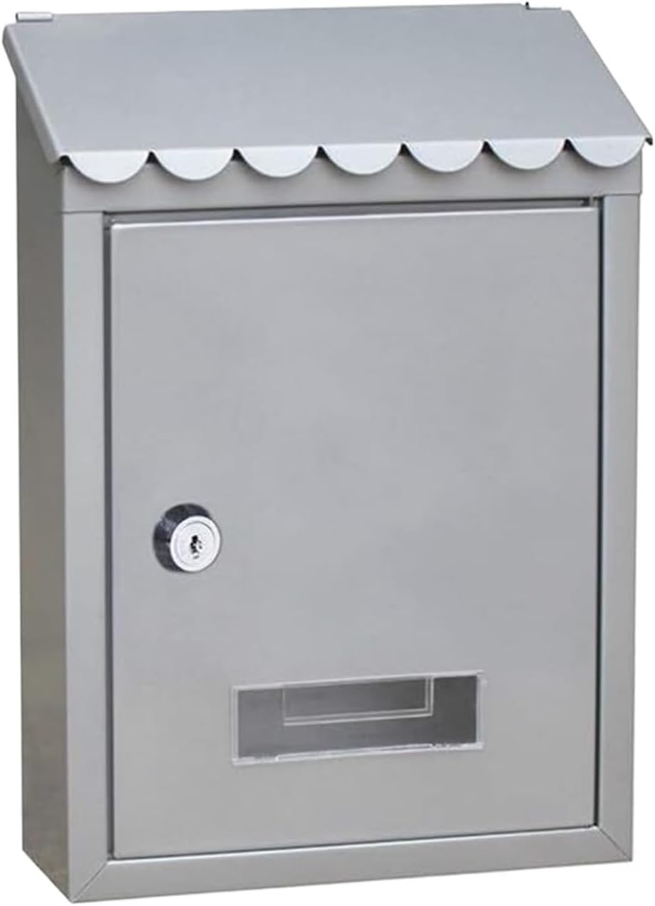 Drop Box Mailbox Outdoor Lockable Metal Mailboxes Wall Mounted Mail Box Post Box with Key for Home Decoration Outdoor Letter Box(Silver)