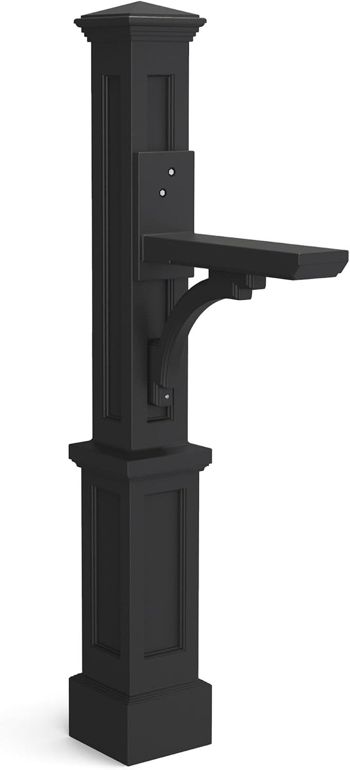 Mayne 580B00300 25x8 Black Newport Mail Post and Hillsborough 5593C-CG-10 Copper Galvanized Steel Large Capacity Post Mount Mailbox