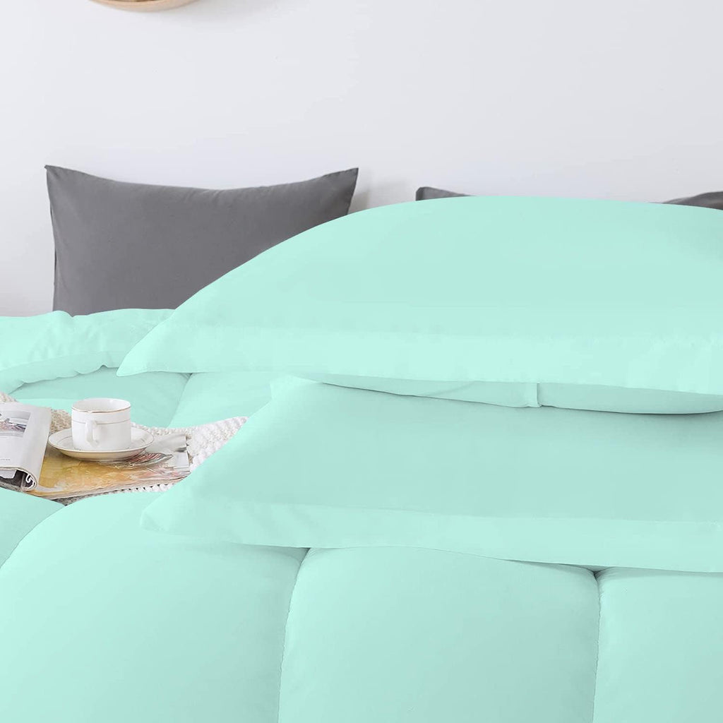 5 PC Straight Line Pattern Comforter Set Premium Super Soft 600 GSM All Season | 1000 Thread Count | 100% Egyptian Cotton ( Full/Queen Size, Aqua Blue Color)