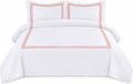 BedDecor Luxury 400-TC Egyptian Cotton 5PC Embroidered Duvet Cover Set with Beautiful 2-Stripe Embroidery(Blood Red, Full/Queen)