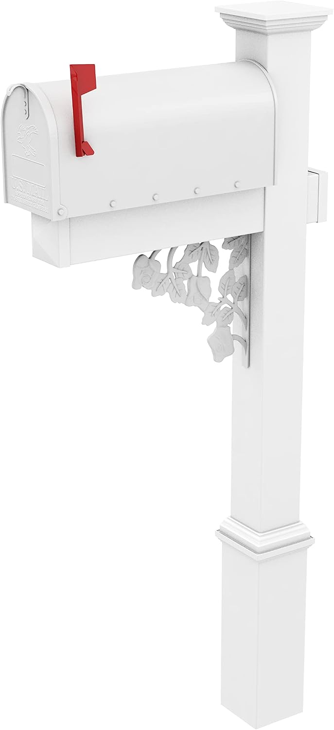 4Ever Products Nixon Vinyl/PVC Mailbox Post with Mailbox, Traditional Style, White