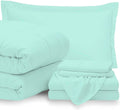7 Piece Bed-in-A-Bag Comforter & Sheet Set 8-10' Deep Pocket, 100% Egyptian Cotton Queen Size, Aqua Blue, Sets Include - 1Comforter, 1Flat Sheet,1Fitted Sheet, 2Pillowcase & 2Pillowsham