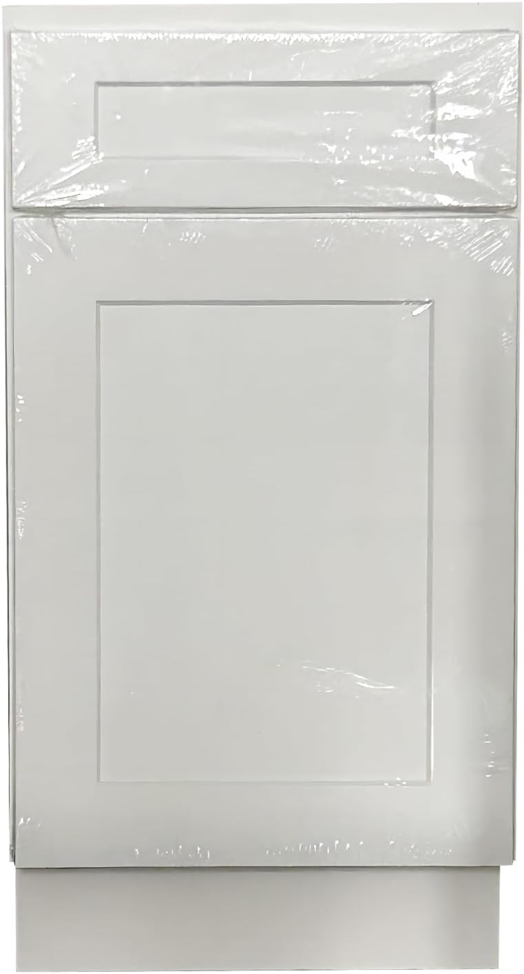 Kitchen Base Cabinet, Sideboard, White Shaker, Paint, Soft Close System, 1 Door and 1 Drawer, Unassembled, Modern