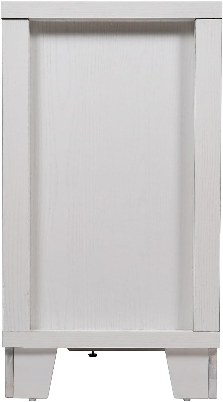 Flash Furniture Wells Modern Buffet Sideboard Storage Cabinet, Engineered Wood Construction, 3 Tempered Glass Soft Close Doors, 3 Drawers, 59', White