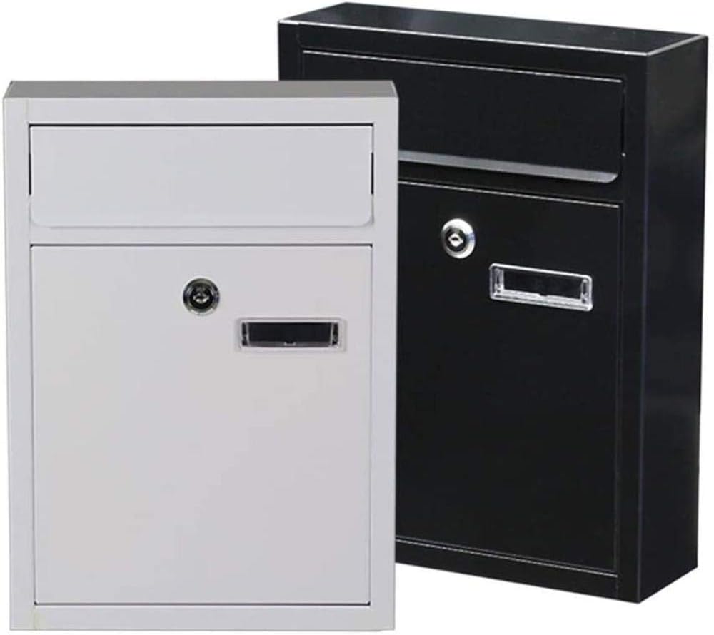 Post Box Modern Wall Mount Lockable Mailbox Outdoor Metal Key Large Capacity Commercial Rural Home Decorative Outdoor Mailbox-8x32x24cm, Green