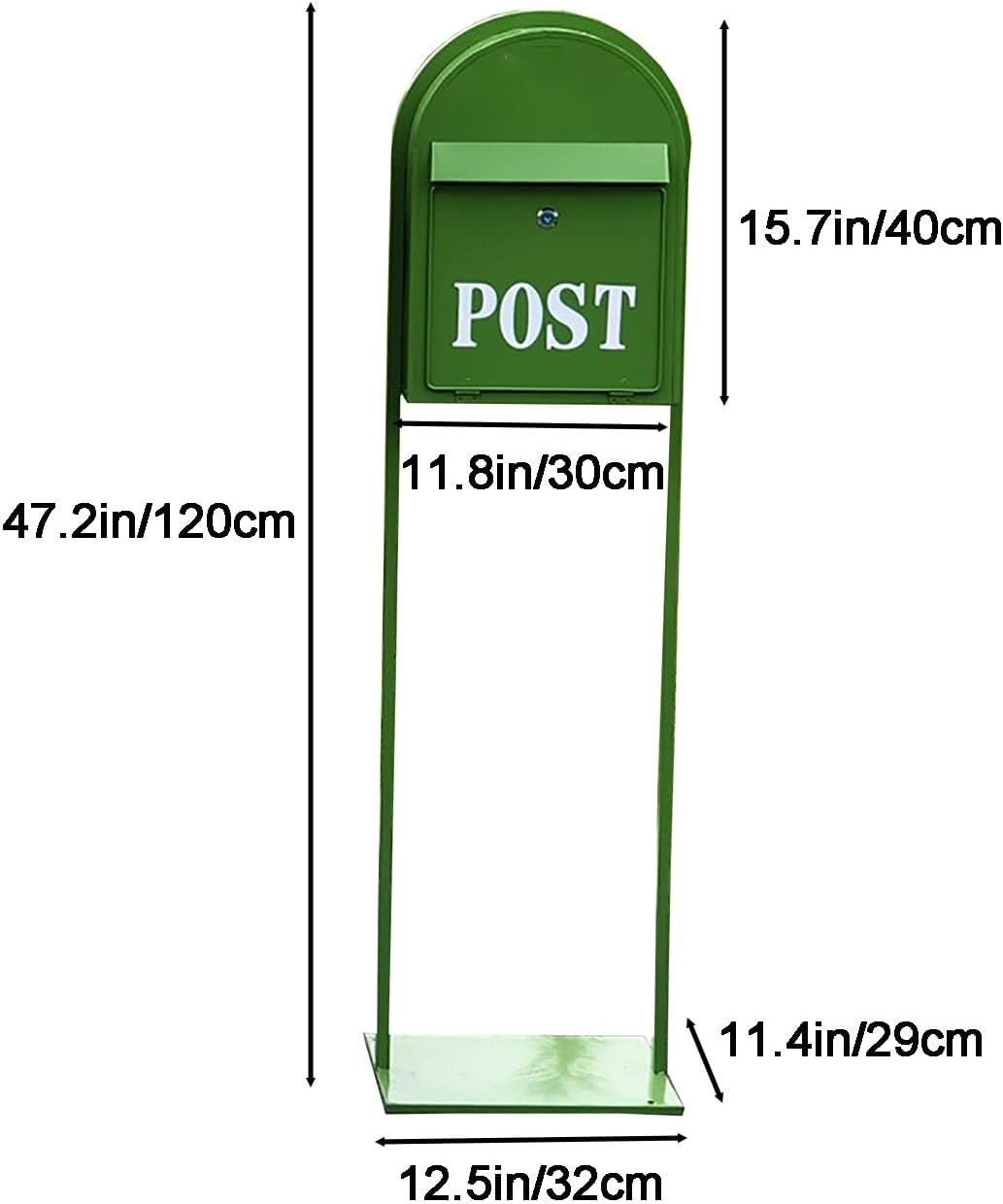 Mailboxes for Outside, Mailbox with Post Landing, Metal Mailbox with Keys Lock, for Garden, Lawn, Party, Countryside(Green)