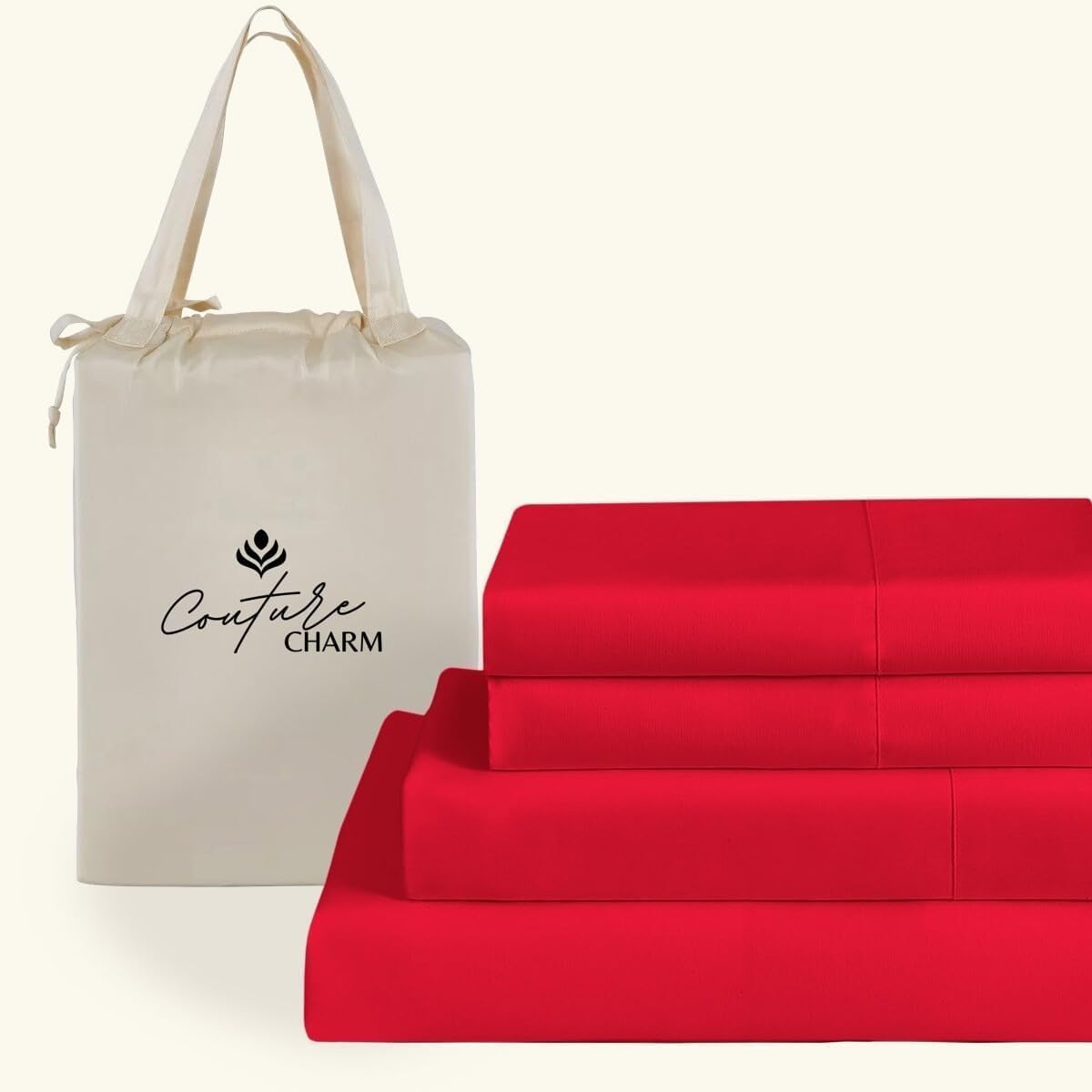 Queen Size 1000 Thread Count 100% Egyptian Cotton Sheet Set, 4-Piece, Sateen Weave, with 10-12' Deep Pocket Snug Fit (Solid, Red)