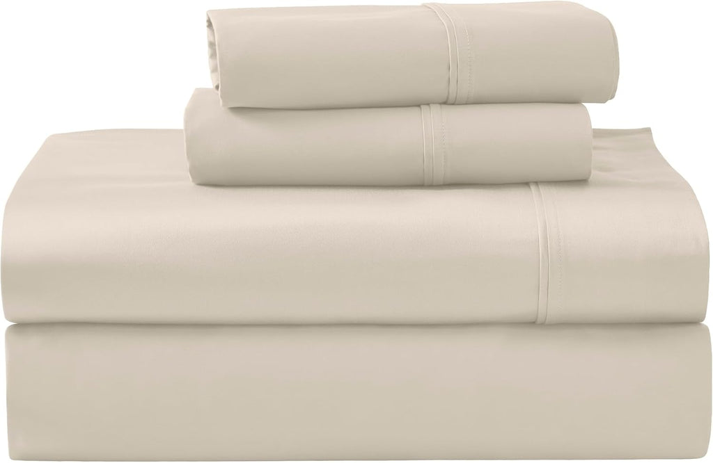 Superior 1200 Thread Count Egyptian Cotton Sheet Set, Bedroom Sheets, Modern Home Essentials, Luxury Bedding, 1 Elastic Deep Pocket Fitted Bed Sheet, 1 Flat Sheet, 2 Pillowcases, Queen, Ivory